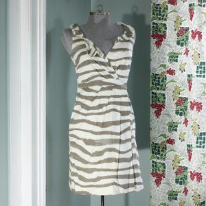 J. CREW Off White and Taupe Zebra Sleeveless Dress